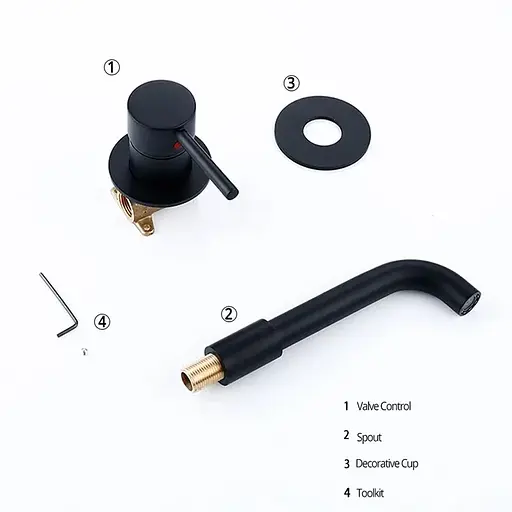 Змішувач прихованого монтажу Quyanre для ванної 210 мм латунь (Чорний матовий) - фото 3