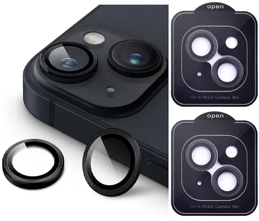 Защитное стекло на камеру DK для Apple iPhone 14 Lens Metal Ring Eagle Eye 015735 black 2 шт. - фото 2