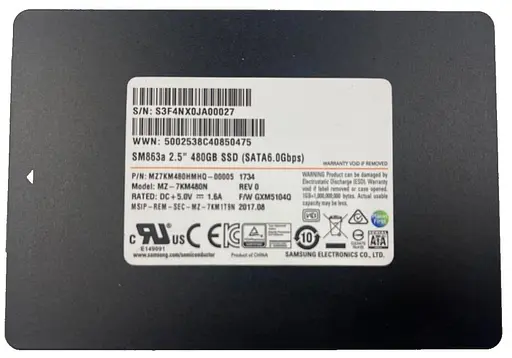 Накопитель SSD Samsung Sata 2.5" 480Gb SM863a 500 512 (MZ7KM480HMHQ) Б/у - фото 2