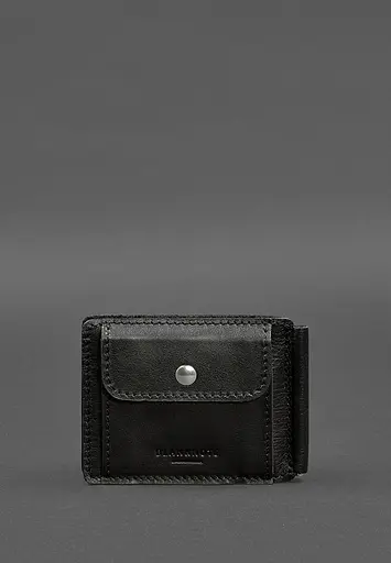 Кожаное портмоне 13.0 зажим черный краст - фото 9