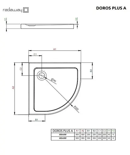 Душовий піддон Radaway Doros Plus A 90x90 SDRPA9090-01 - фото 2