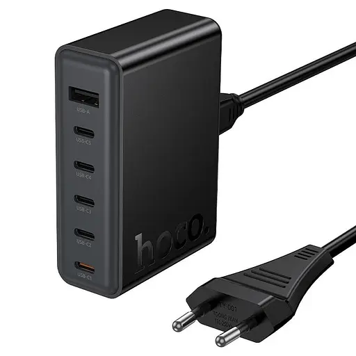 Сетевое зарядное устройство для Hoco C150A Modern PD45W 6-port(5C1A) desktop charger(EU) Черный - фото 1