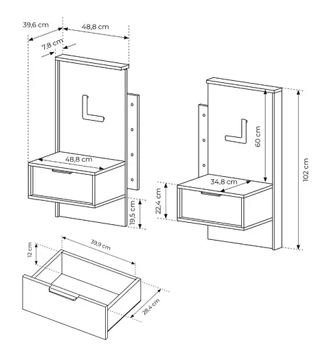 Тумби приліжкові 2 шт. з підсвіткою Perfect Home Мілтон / Milton з 2 шухлядами 1S/49 Каштан/антрацит (PFH-091082) - фото 4