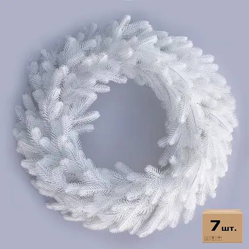 Вінки хвойні різдвяні Hvoya Traditional литі білі 50 см 7 шт.