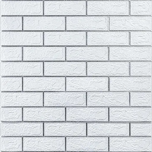 Самоклеящаяся 3D панель 700х770х3мм Белый кирпич полоска серебро (100-3) SW-00000752 - фото 1