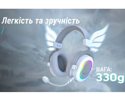 Игровые наушники с микрофоном Fifine H-6W RGB USB 7.1 White - фото 9