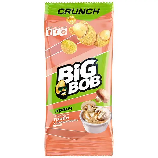 Арахіс Big Bob Crunch Гриби у вершковому соусі смажений солоний в хрусткій оболонці 55 г