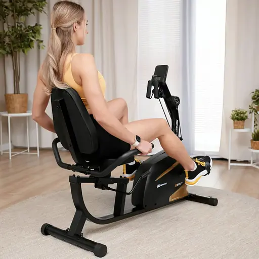 Горизонтальный велотренажер Hop-Sport HS-045L Volt магнитный золотистый - фото 6