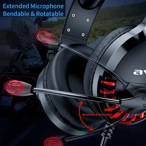 Проводная игровая гарнитура Awei ES-770i Gaming earphone with LED, USB, 3.5mm, 2.1m, black - фото 7