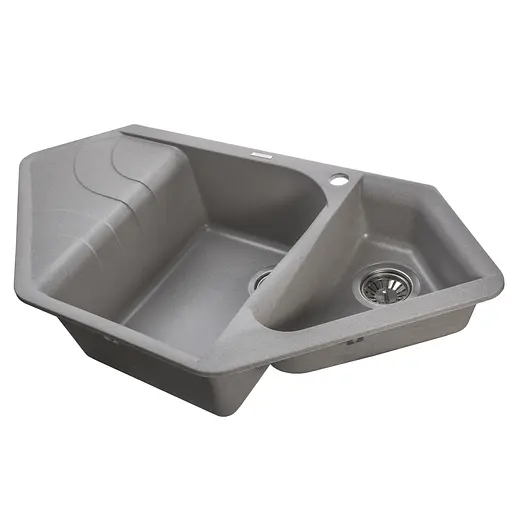 Гранитная мойка Globus Lux Garda серый камень 1000x500 мм А0005, Серый - фото 6