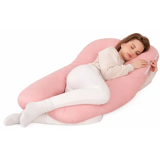 Подушка Sonex Basic Flex для беременных и отдыха П-образная антиаллергенная 135x68x25 розовая (SO102578) - фото 1