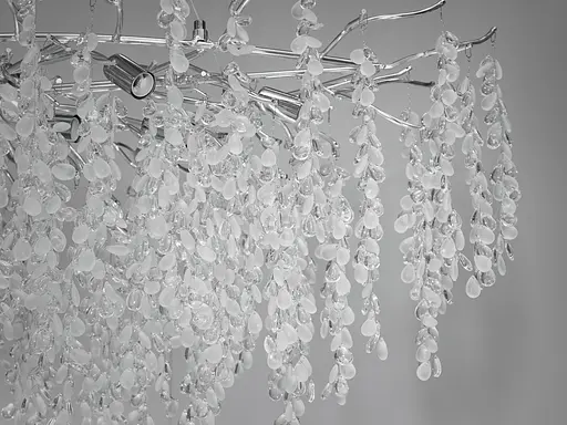 Кришталева люстра з алюмінієвими гілочками "Гліцинія" витягнутої форм. - фото 3