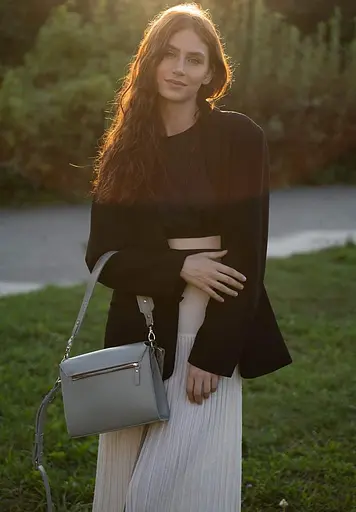 Жіноча шкіряна сумка Liv сіра - фото 4