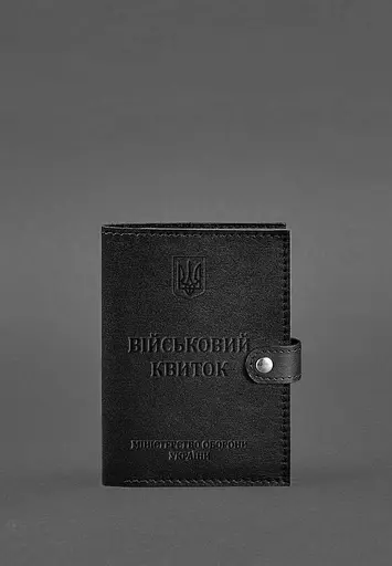 Кожаная обложка-портмоне для военного билета 15.0 Черная - фото 2