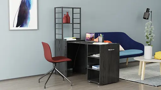 Стол-тумба трансформер Смарт 4/1 с этажеркой Ferrum-decor 1430x1450x500 Черный металл ДСП Сосна Кембра 16 мм (FRD-105125) - фото 10