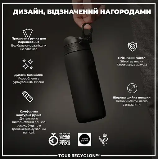 Пляшка для води ION8 750 мл (ЕКО пляшка) BPA Free Black (I8RF750BLK) - фото 4