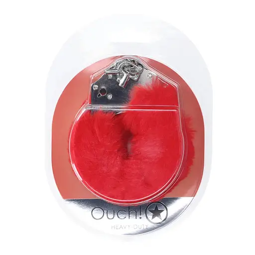 Наручники Ouch! Heavy-duty Fluffy Handcuffs (червоний) - фото 3