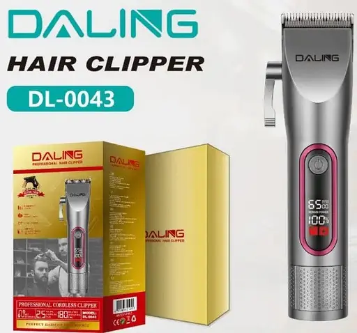 Аккумуляторная мужская машинка для стрижки волос Daling DL-0043 5Вт мощность 2000 мАч ЖК дисплей Серый - фото 2