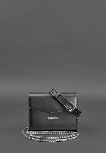 Жіноча шкіряна сумка поясна / кроссбоді Mini чорна - фото 3