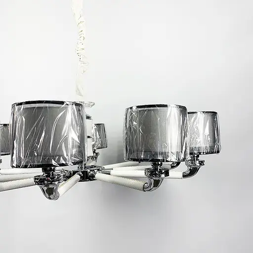 Плафонная люстра с элементами белой экокожи Line.F S 198/10 WT - фото 4