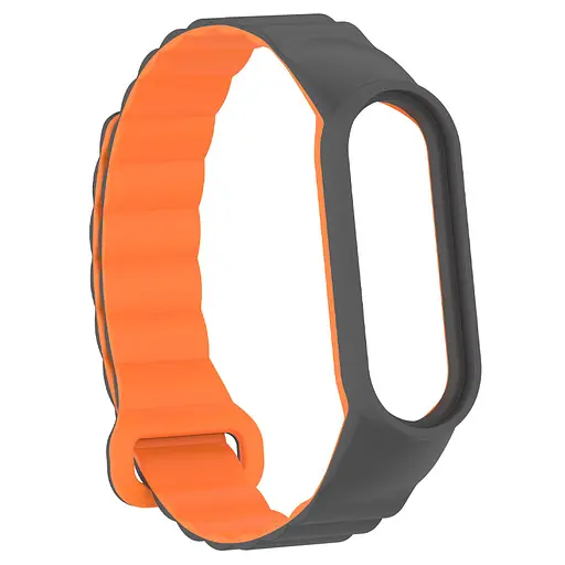 Ремешок Dual-color Magnetic для Xiaomi Mi Band 7/6/5/4/3 Gray/Orange - фото 3