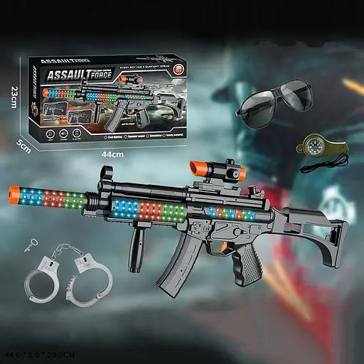 Автомат JL 666-18, звук, світло, оптичний приціл, окуляри, наручники, в коробці (6969120400043) - фото 2