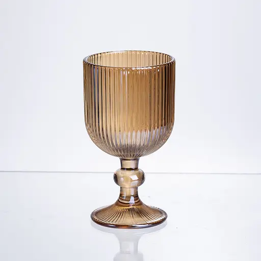 Набор бокалов для вина 6 штук по 240 мл ребристой из толстого стекла коричневый HP-19-224 прозрачный бокал Yiwu HP-19-224 - фото 3