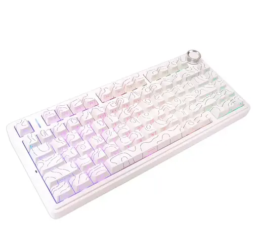 Игровая механическая клавиатура AULA F75 / Три режима подключения / Seiya Switch / White Lines - фото 4