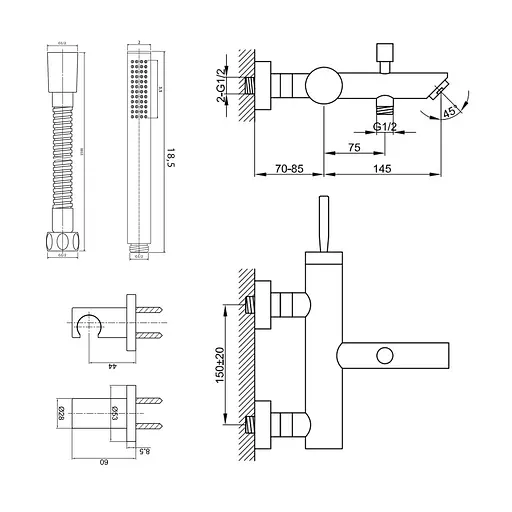 Смеситель для ванны Kohlman Maxima chrome настенный KPL-QW110M Хром - фото 6