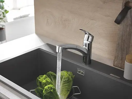 Змішувач для кухні Grohe Eurosmart з висувним виливом Хром 30412 - фото 9