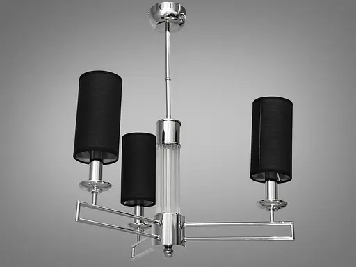 Современная люстра с текстильными абажурами на 3 лампы, хром. - фото 1