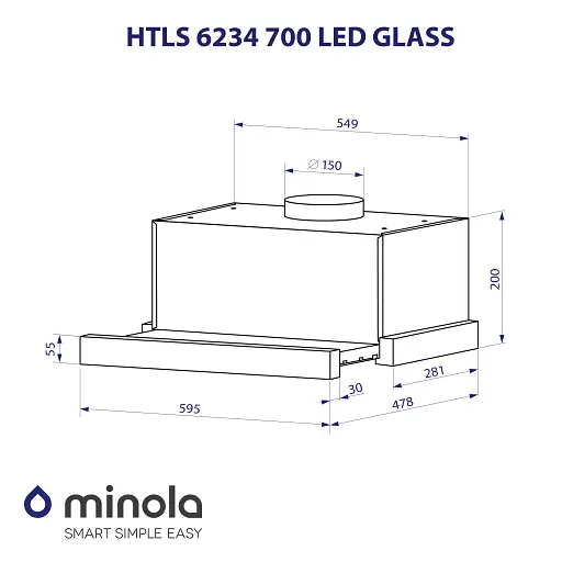Вытяжка телескопическая Minola HTLS 6234 BL 700 LED GLASS - фото 11