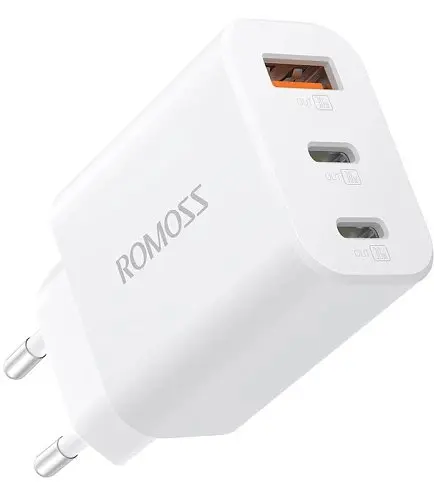 Зарядний пристрій Romoss 2C1A 30 W (AC30RB-H3-214H) на 3 виходи блок білий - фото 1