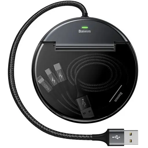 Зарядна станція в авто Baseus Car Sharing Charging Station (Type-C+Dual USB з кабелем «три в одному» M+L+T, 3A - фото 1