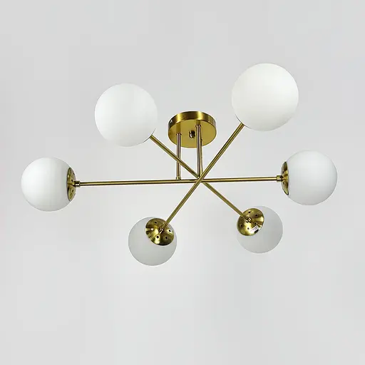 Люстра в латунном корпусе с 6 белыми плафонами Ø 73 см | Ст. S 7072/6 TBS+WT | Line F - фото 1