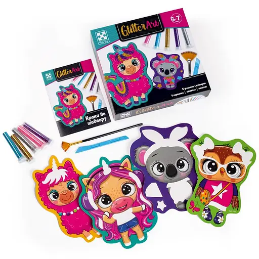 Набор для творчества "Glitter Art Блестящие зверята" VT4501-11, 5 флаконов с глиттерами - фото 2