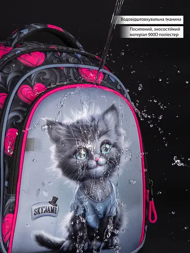 Ортопедический рюкзак в школу для девочки с Котиком SkyName 37х30х18 см для младших классов (R2-223) - фото 10
