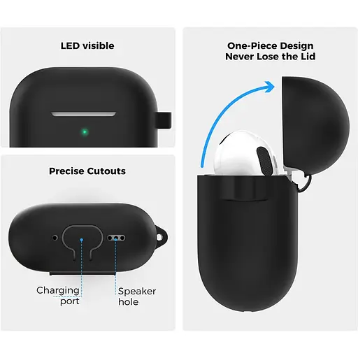 Чехол AhaStyle Colorful Silicone Case для AirPods 4 Black [133811] - фото 3