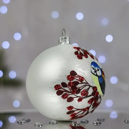 Ялинкова прикраса Санта Шоп Синиця з калиною скло (4820001112399) - фото 2