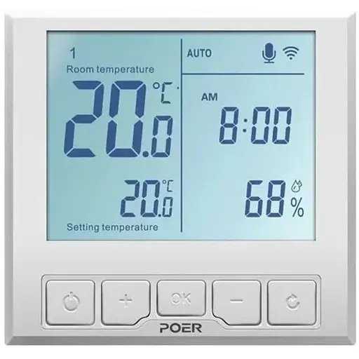 Термостат для котла Poer PTC20 терморегулятор WiFi з LCD дисплеєм