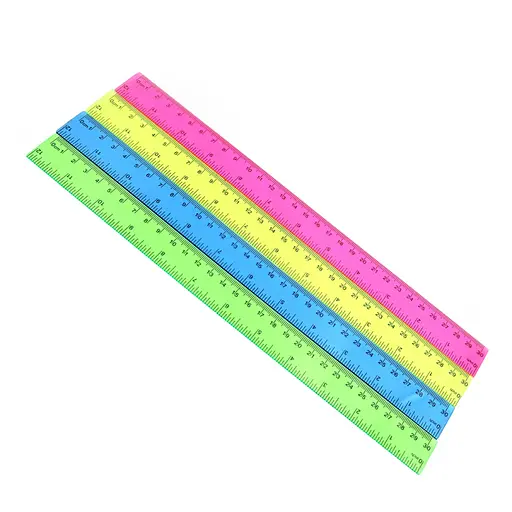 Лінійка пластикова, 30 см, прозора (В асортименті), 12 шт. в упаковці