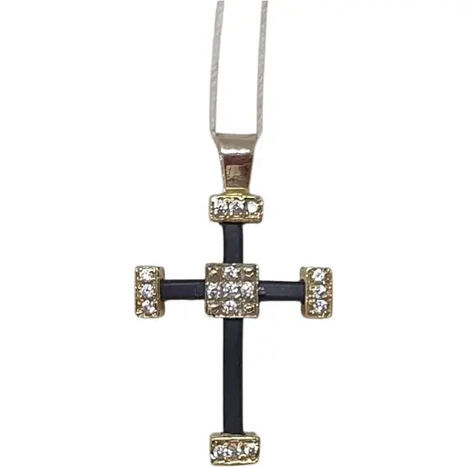 Золотий хрестик Гаразд з каучуком і фіанітами. 3541757Ж