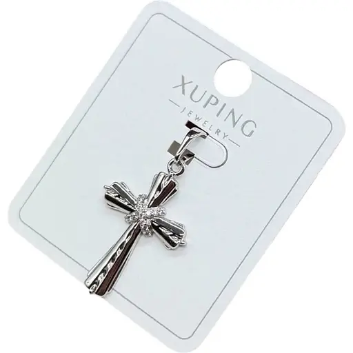 Кулон хрестик жіночий Xuping з медичного золота з декоративними вставками Гіпоалергенний під біле золото - фото 1