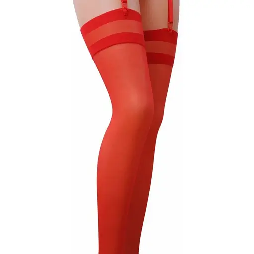 Классические чулки под пояс с двойной резинкой Passion ST002 3/4 roso