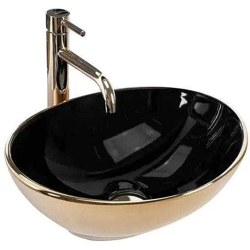 Умивальник Rea Sofia накладний чорно золотий глянець REA-U4527, Золотий - фото 1