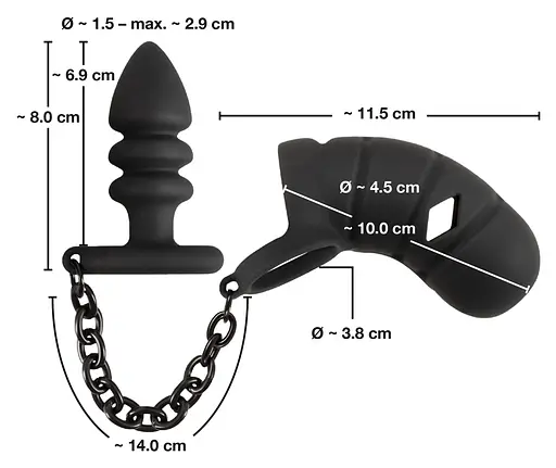 Пояс верности для мужчин Black Velvets Cock Cage With a Butt Plug 11.5 см черный - фото 6