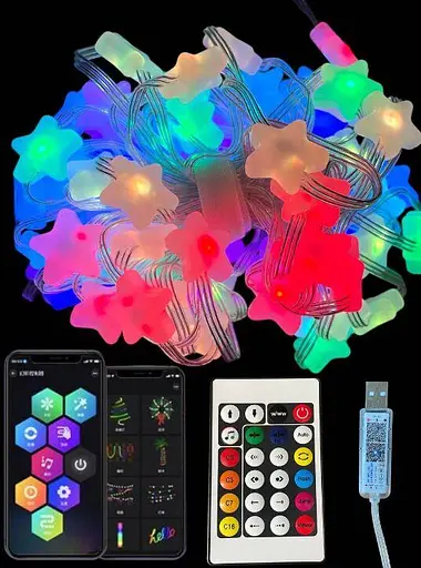 Гірлянда Розумна світлодіодна музична 33 LED 5 метрів великі Зірочки різнокольорові USB керування - фото 2