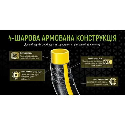 Шланг армированный 4-х слойный Alloid Building Tools Amber Hornett 3/4" 30 м (WH-63323) - фото 7