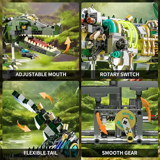 Конструктор крокодил MJI механічний двосторонній живий світ 996 деталей - фото 5