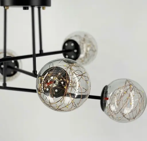 Черная LED люстра на 6 прозрачных плафонов со встроенными светодиодами Line.F K 26/6 BK - фото 2